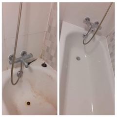 before-and-after-bath-cleaned-by-Sunshine-Cleaning-Hampshire